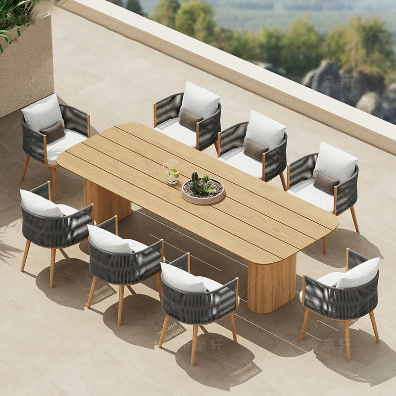 Designer Soild Wood Garden Sets Veranda Quality Lounge Waterproof Patio Set Table And Chairs Nordic Meble Ogrodowe Furniture