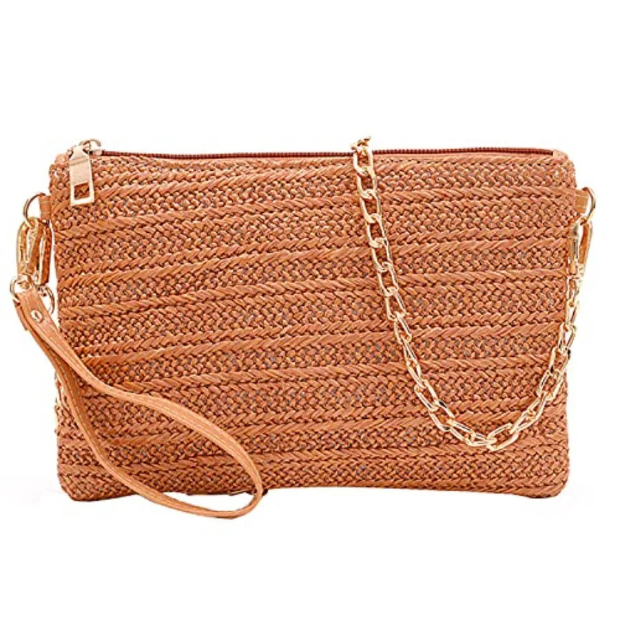 Beurlike Straw Clutch Purses for Women Beach Wristlet Wallet Small Cross body bag for Girls