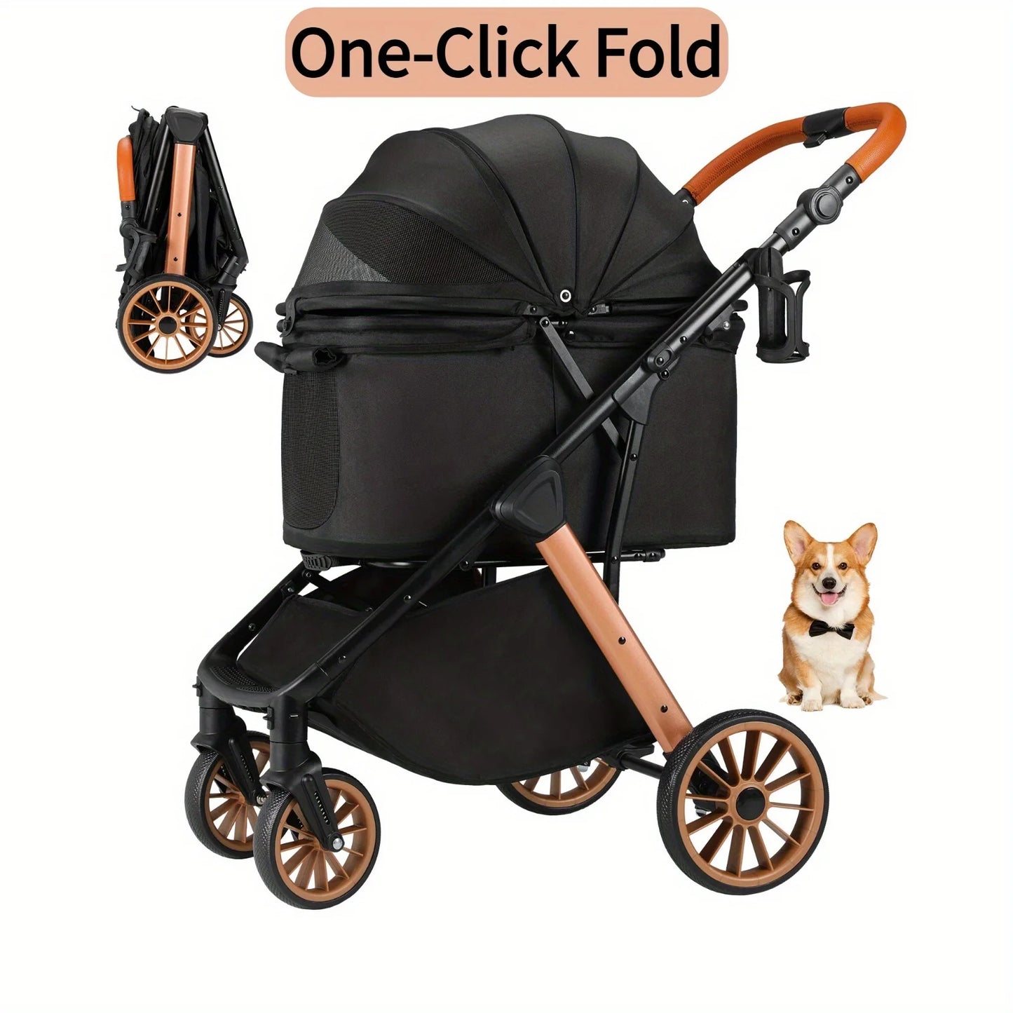 3-In-1 Pet Cart/One Folding Pet Cart, Suitable for Medium-Sized Dogs And Cats Weighing No More Than 55 Pounds, with Advanced Des