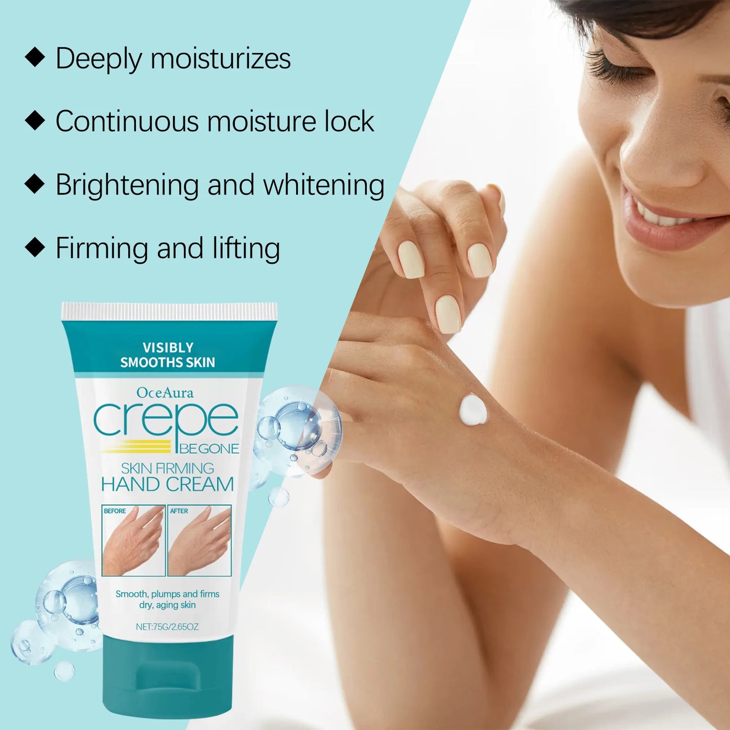 Oceaura Collagen Firming Hand Cream Improve Skin Elasticity Tightening Repair Damaged Skin Barrier Smoothing Hand Care Cream