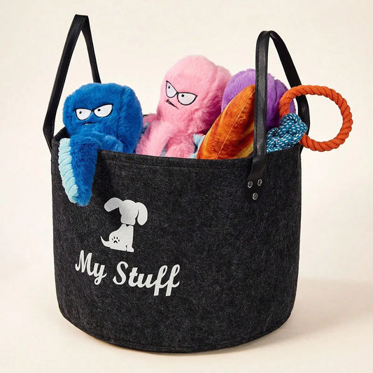Pet Felt Storage Box – Thickened felt storage container for keeping dog toys and treats, lightweight and breathable storage basket