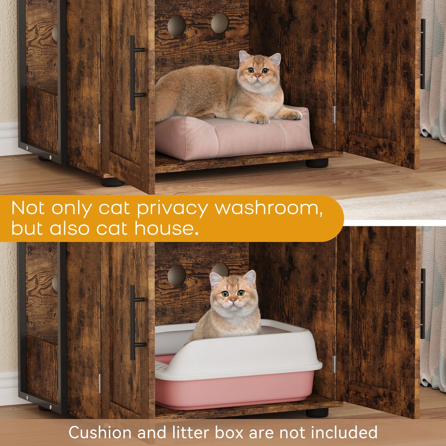 Cat Litter Box Enclosure with Shelf Storage,2-in-1 Hidden Cat Litter Box,Hidden Cat Box Enclosure with 3 Shelves and Door,Indoor