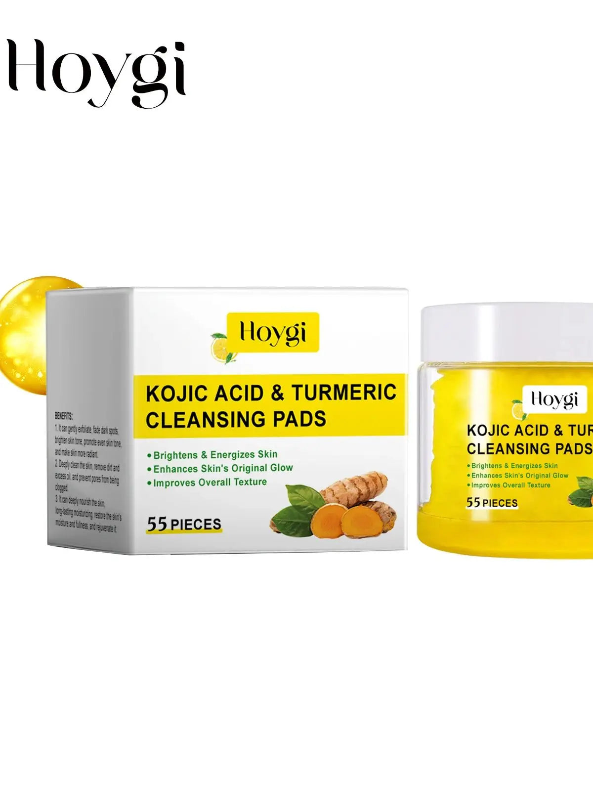 4PCS Turmeric Cleansing Skincare Exfoliating Pads, Gentle Formula, Suitable for All Skin Types [55PCS/Bottle]