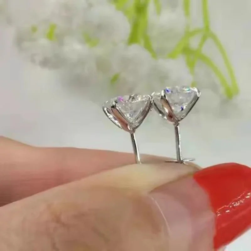 0.5-1 Carat D Color Moissanite Ear Stud Earrings for Women Girls 925 Sterling Silver Sparkling Piercing Earring Fine Jewelry