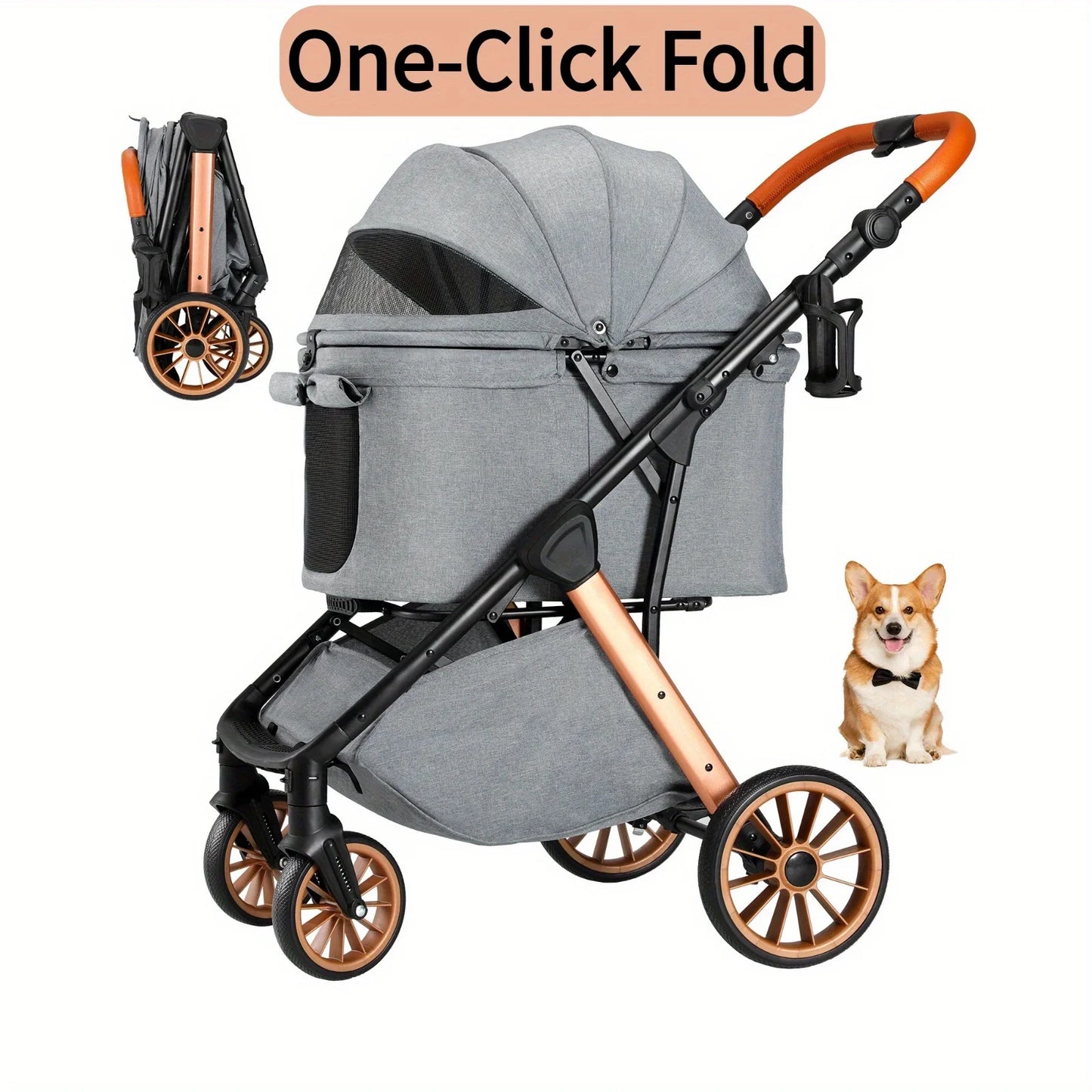 3-In-1 Pet Cart/One Folding Pet Cart, Suitable for Medium-Sized Dogs And Cats Weighing No More Than 55 Pounds, with Advanced Des