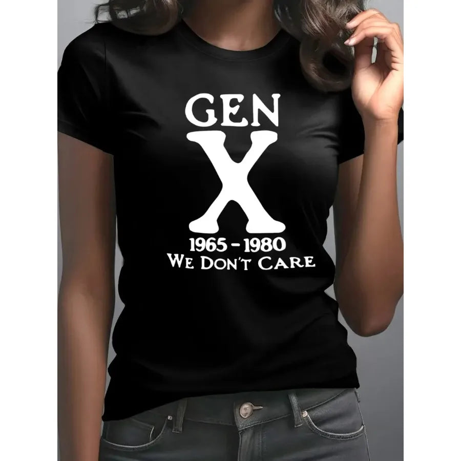 【New Arrival】Gen X 1965-1980 "We Don't Care" Retro Generation X Graphic T-Shirt Casual Tee