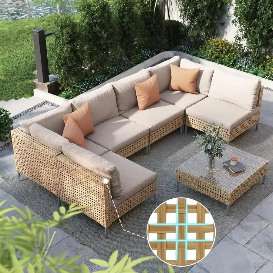 XMSJ Wicker Patio Furniture Set Outdoor Conversation Sofa