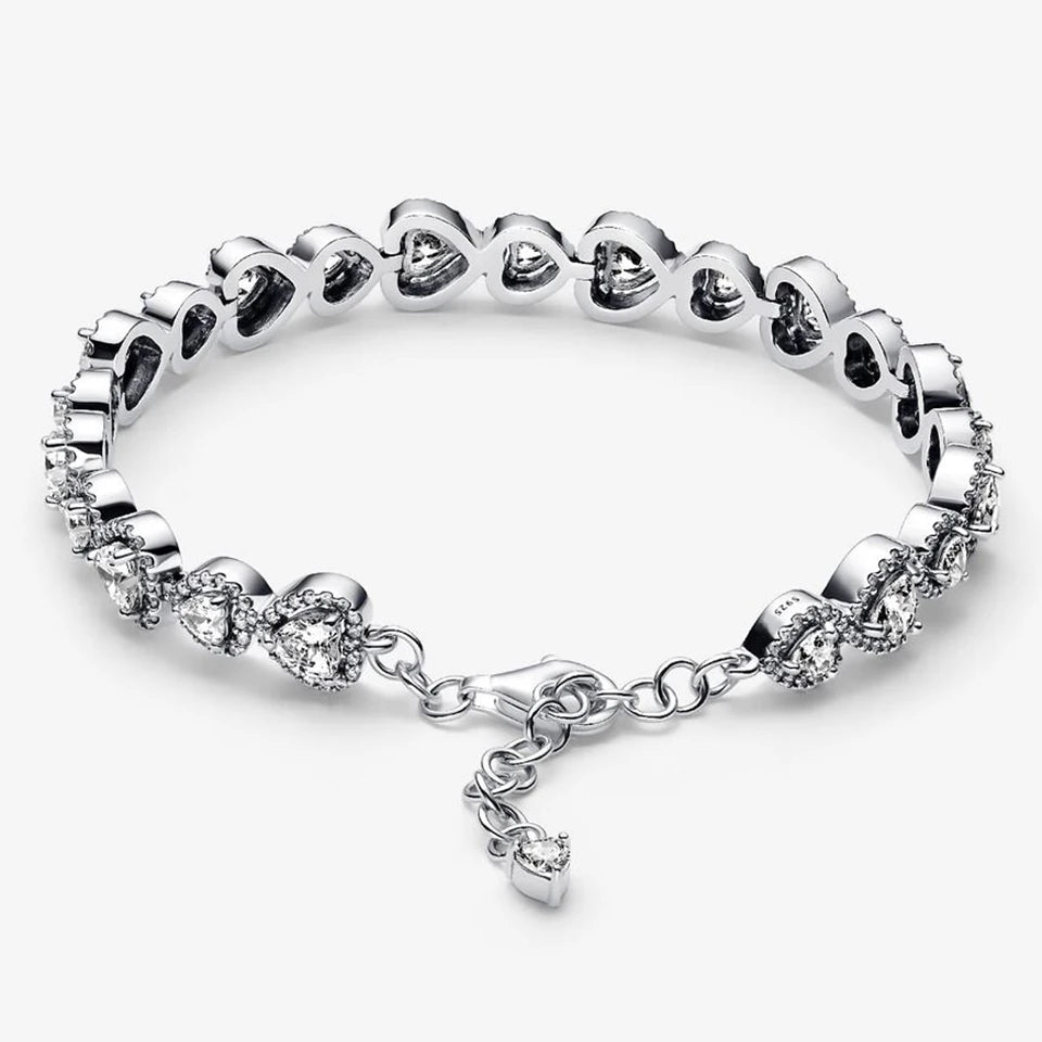 2026 New 925 Silver Heart Eternal Rose Plant Specimen ME Tennis Adjustable Blue Bow Bracelet DIY Exquisite Charm Jewelry Gift
