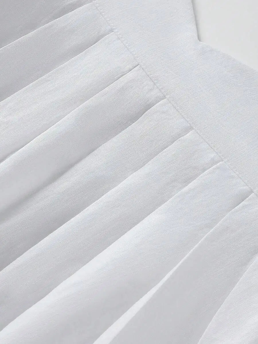 Elegant Halter Neck Maxi Dress White Linen Like For Casual Office Summer