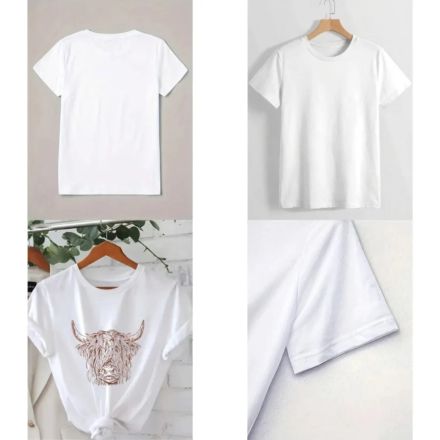 【New style】Plus Size European And Women Casual Multicolor Round Neck Short Sleeve Simple Fashion S Loose Print T-Shirt 0XL-5XL