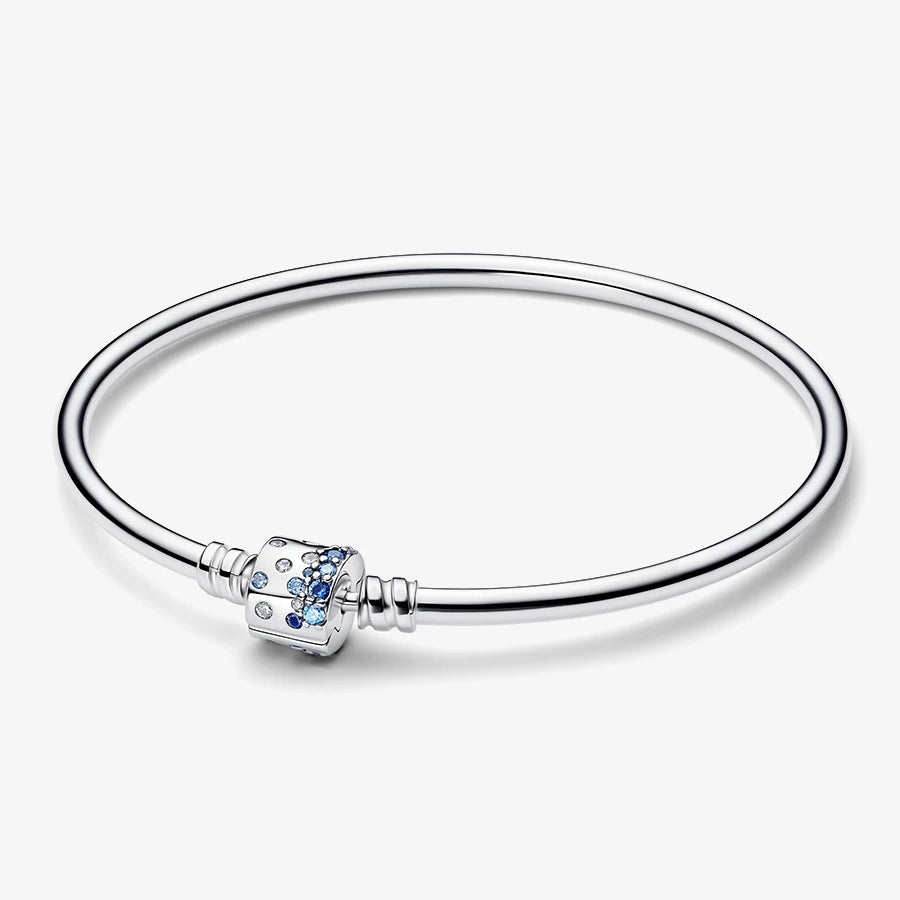 2026 New 925 Silver Heart Eternal Rose Plant Specimen ME Tennis Adjustable Blue Bow Bracelet DIY Exquisite Charm Jewelry Gift