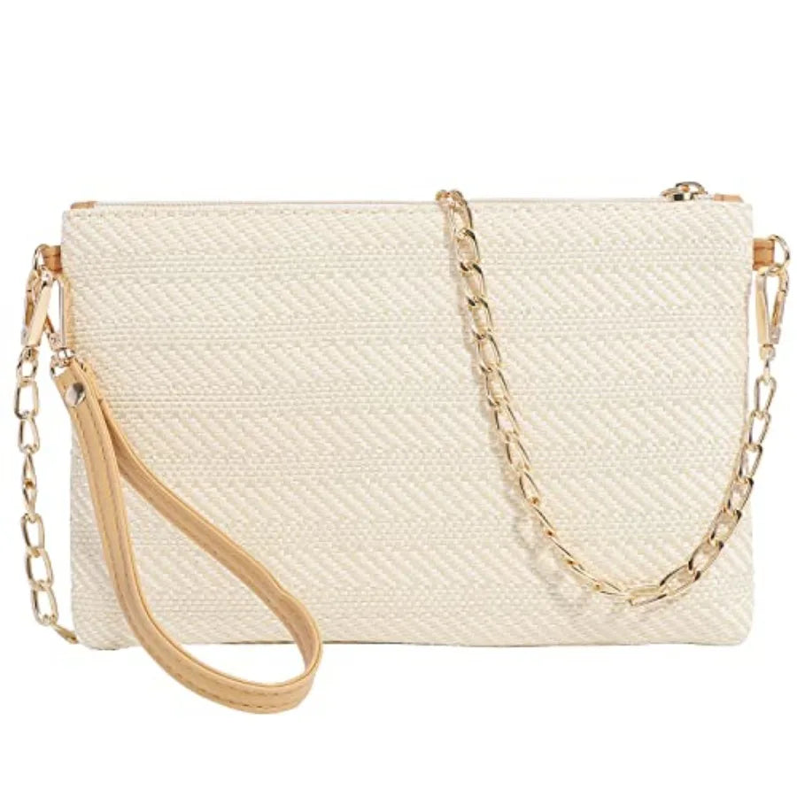 Beurlike Straw Clutch Purses for Women Beach Wristlet Wallet Small Cross body bag for Girls