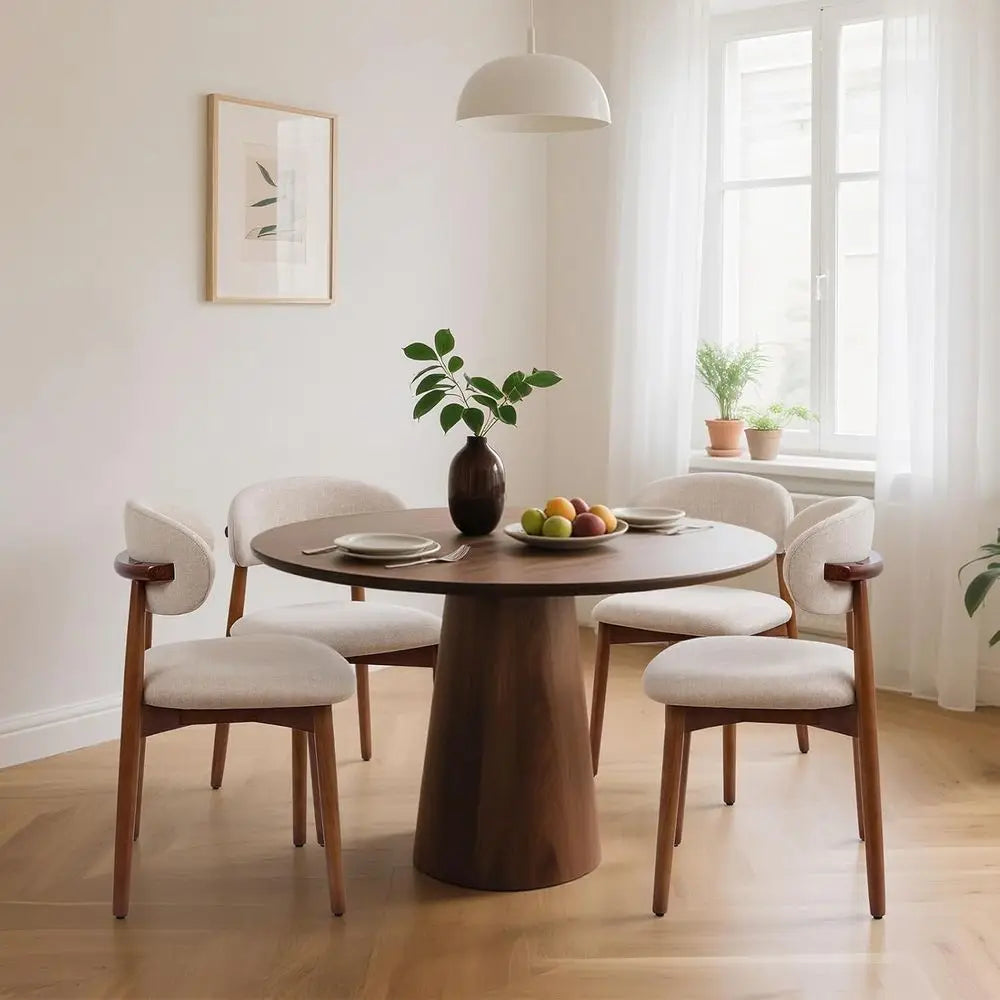 armhouse Dining Chairs Set o 4, Century ern abric Upholstered Kitchen Chairs, Wooden Dining Room Chair with Curved Back or Kitch