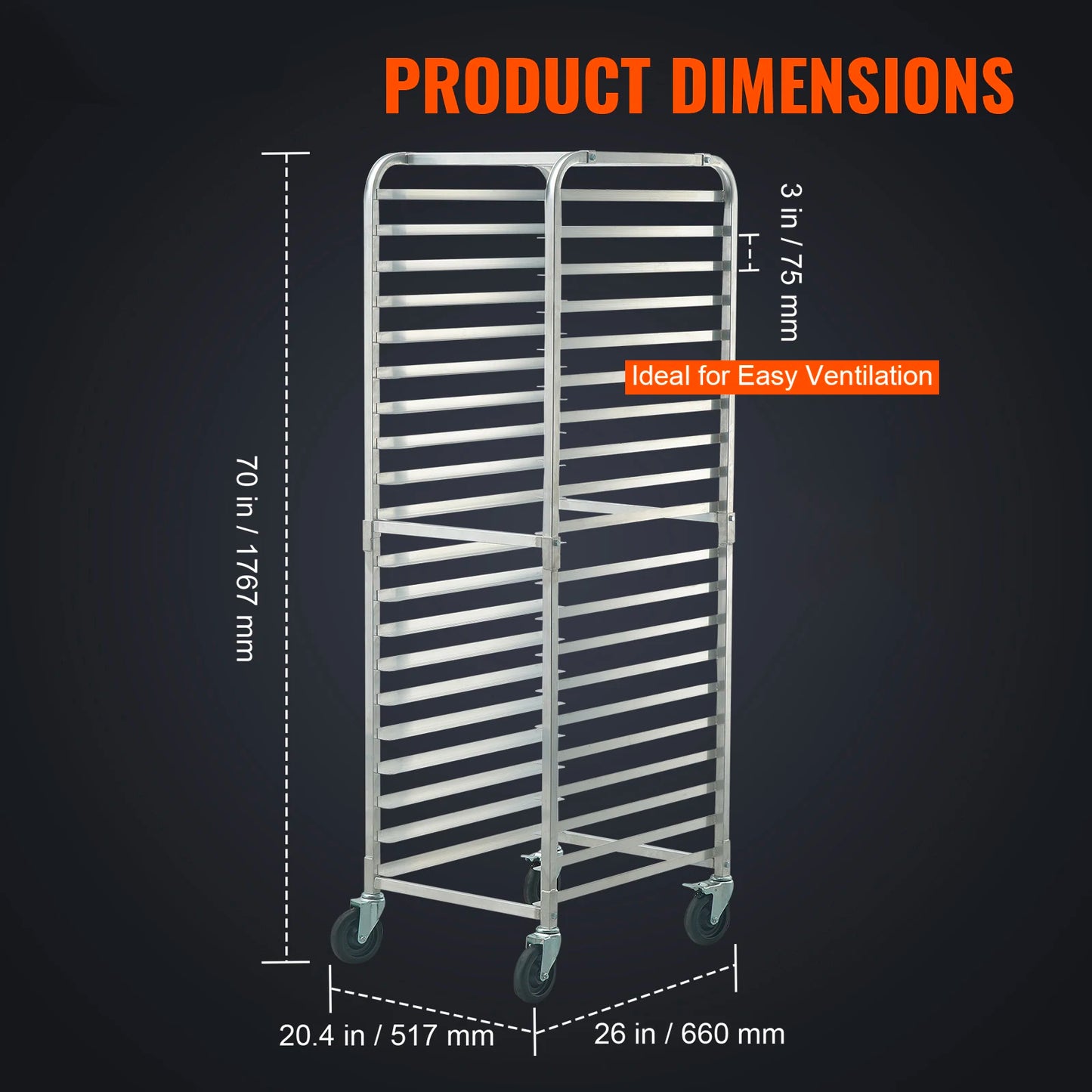 SucceBuy Ten To Twenty Sheet Pan Rack With Brake Wheels Aluminum Trolley