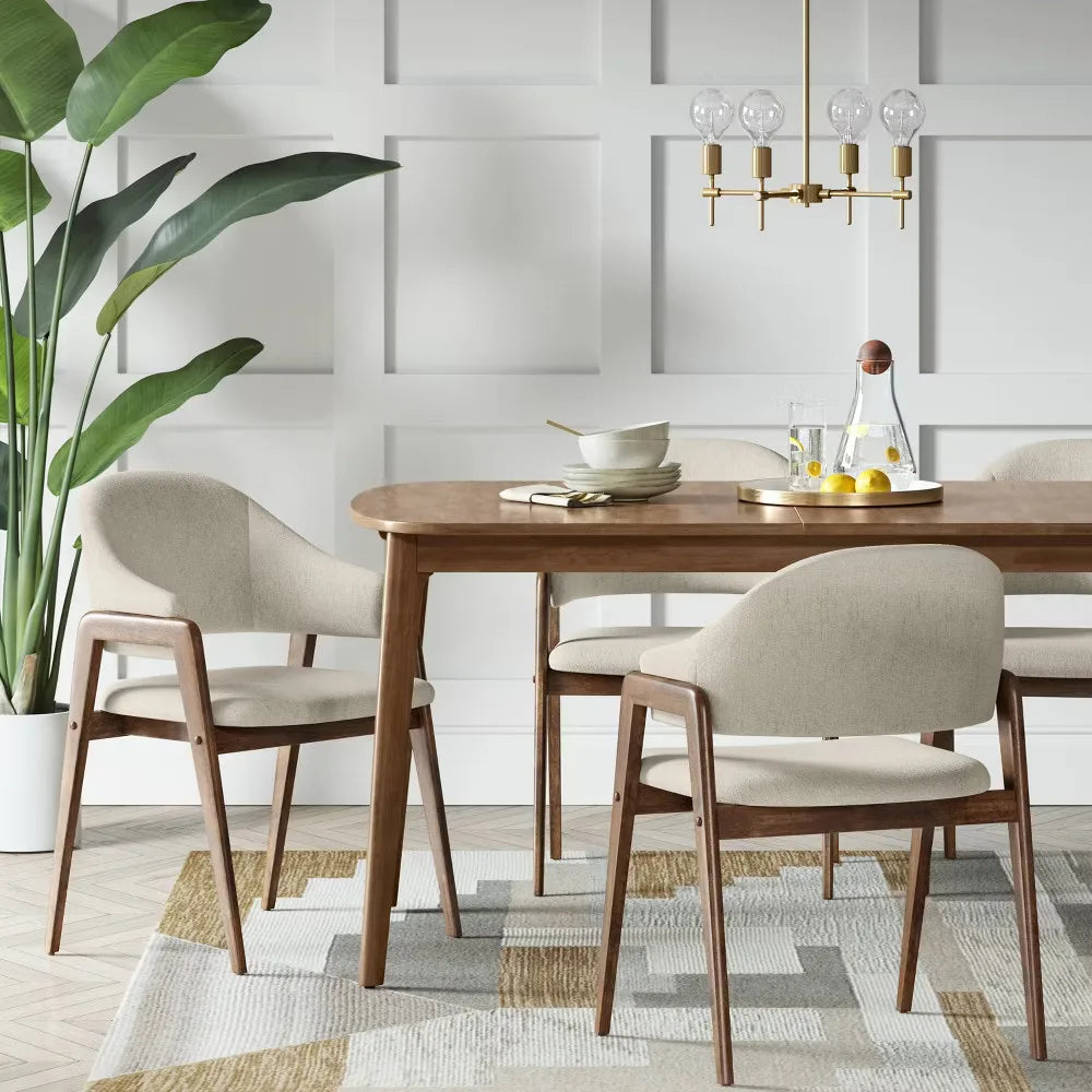 Open Back Upholstered Wood Frame Dining Chair Linen - Project 62
