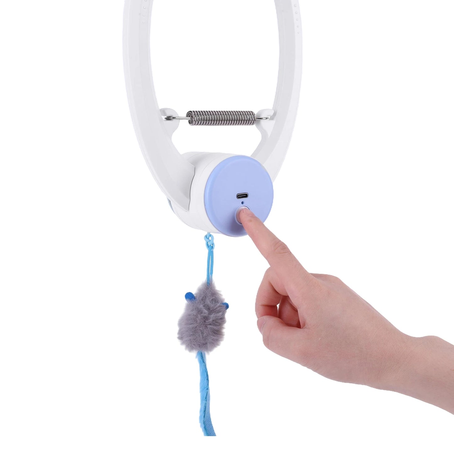 Teaser Electronic Self Play Feather Cat String Toy with 3 Catnip Mice Self Play Hanging Door Cat Mouse Toys for Indoor Cats