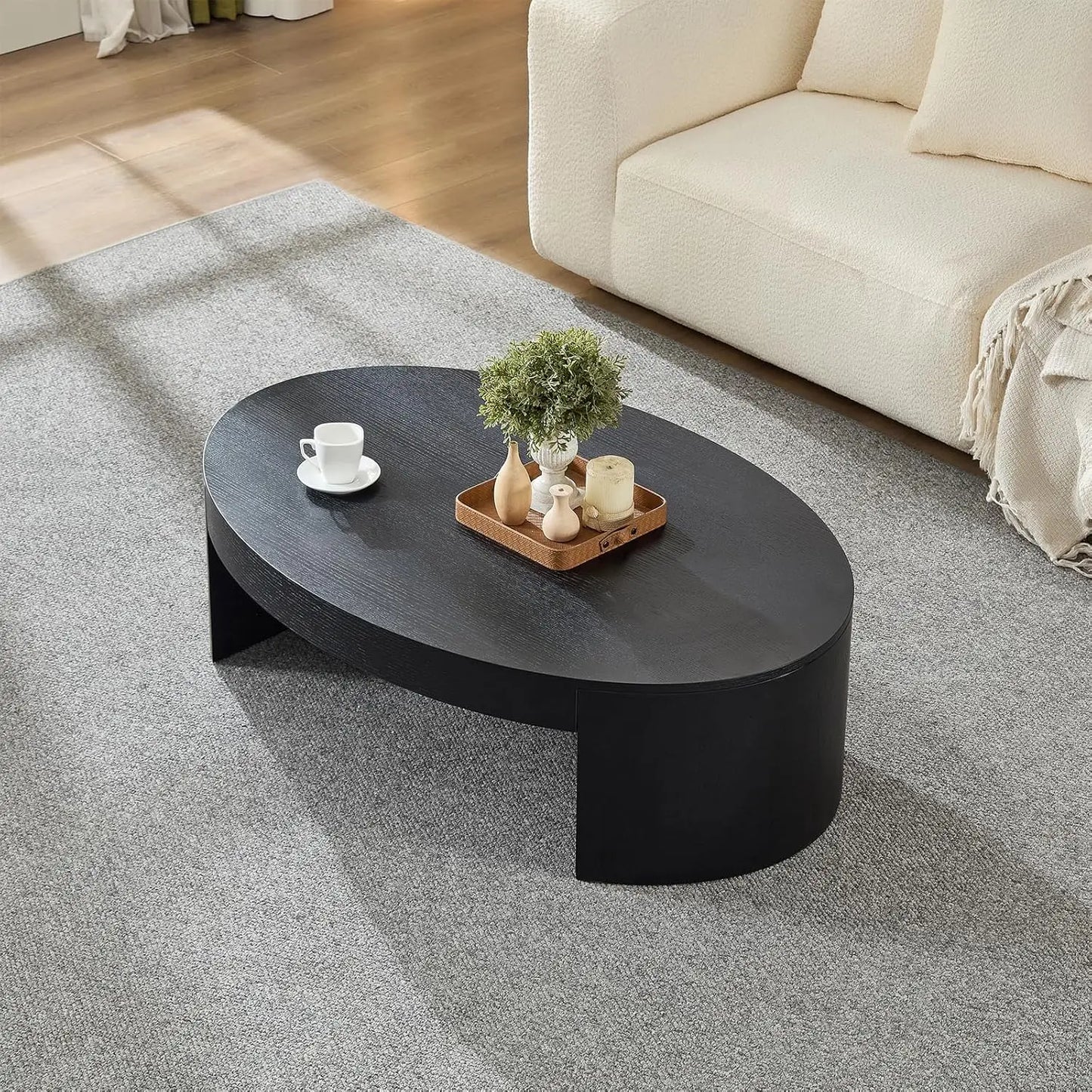35.98'' Wood Pedestal Coffee Tables for Living Room, Rustic Round Coffee Table Brown, Modern Circle Coffee Table, Customized