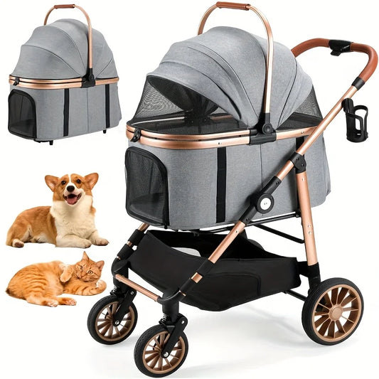 3-In-1 Pet Cart/One Folding Pet Cart, Suitable for Medium-Sized Dogs And Cats Weighing No More Than 55 Pounds, with Advanced Des
