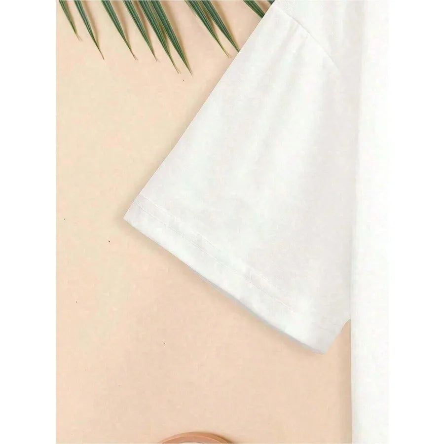 【New Arrival】God Is Good Floral Bow Print Beige Casual T-Shirt