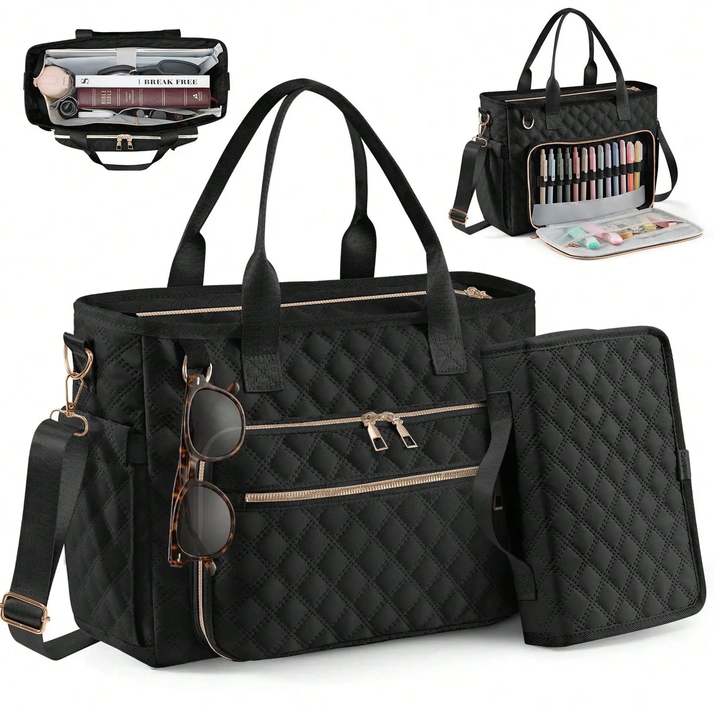 2pcs Teacher Tote Bag Bible Tote Bag With Bible Cover Case & Purse,Women Work Bag Laptop Tote Nurse Bag Professional Computer Me