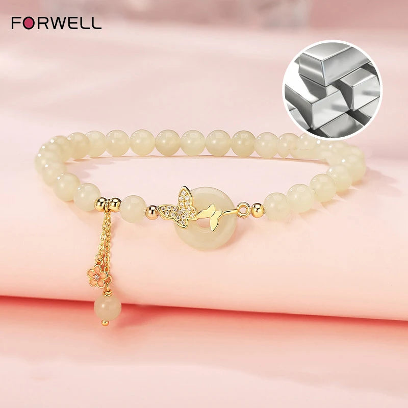 FORWELL Natural Hetian Jade Bracelet Women's Jadeite Green Real Fashion Accessory Gift Bead Dropshipping Jewelry