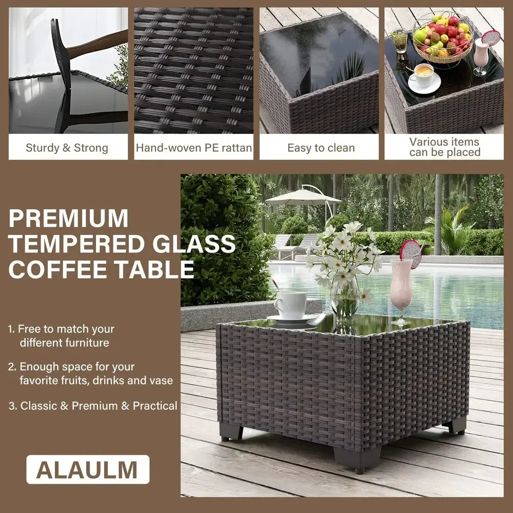 XMSJ 7 Piece Outdoor Patio Furniture Set With Coffee Table