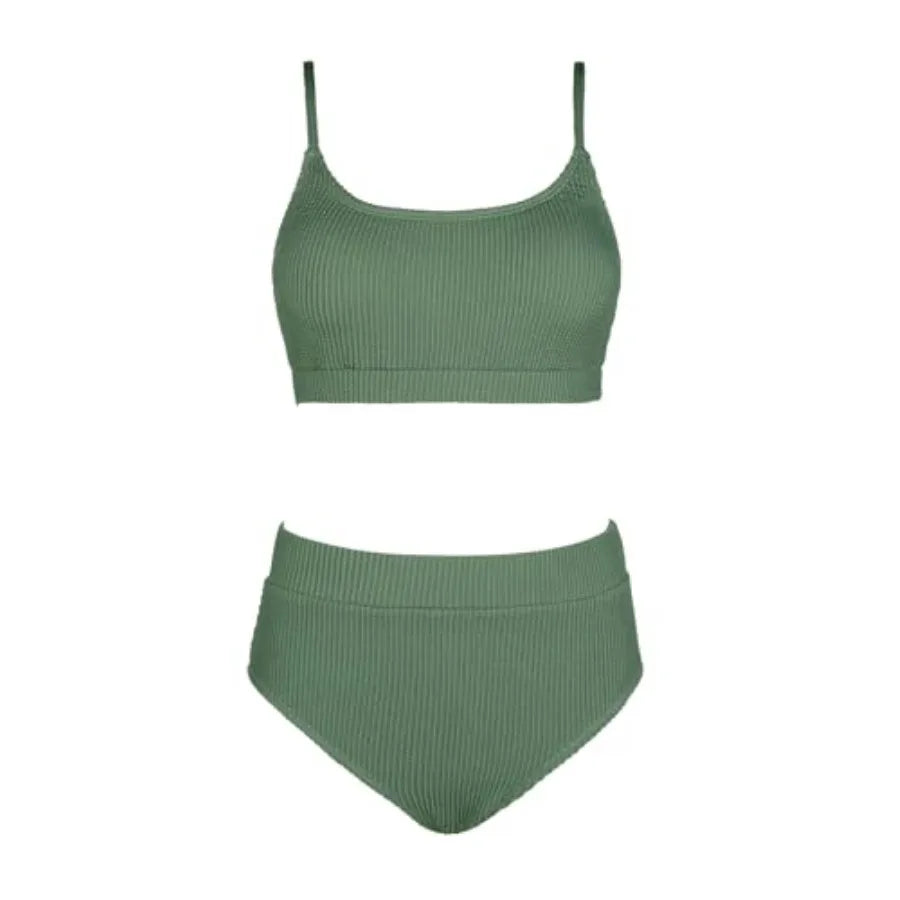 CUPSHE Women's Bikini Set Two Pcs Swimsuits High Waisted Scoop Neck Spaghetti Adjustable Straps Textured