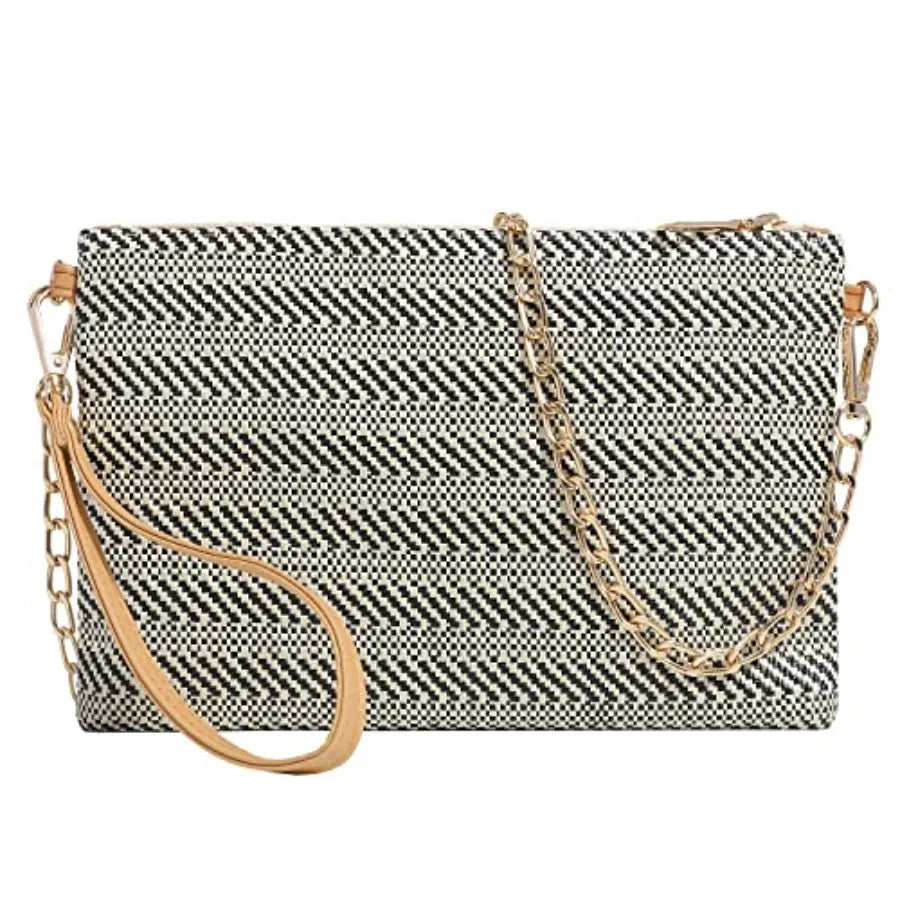 Beurlike Straw Clutch Purses for Women Beach Wristlet Wallet Small Cross body bag for Girls