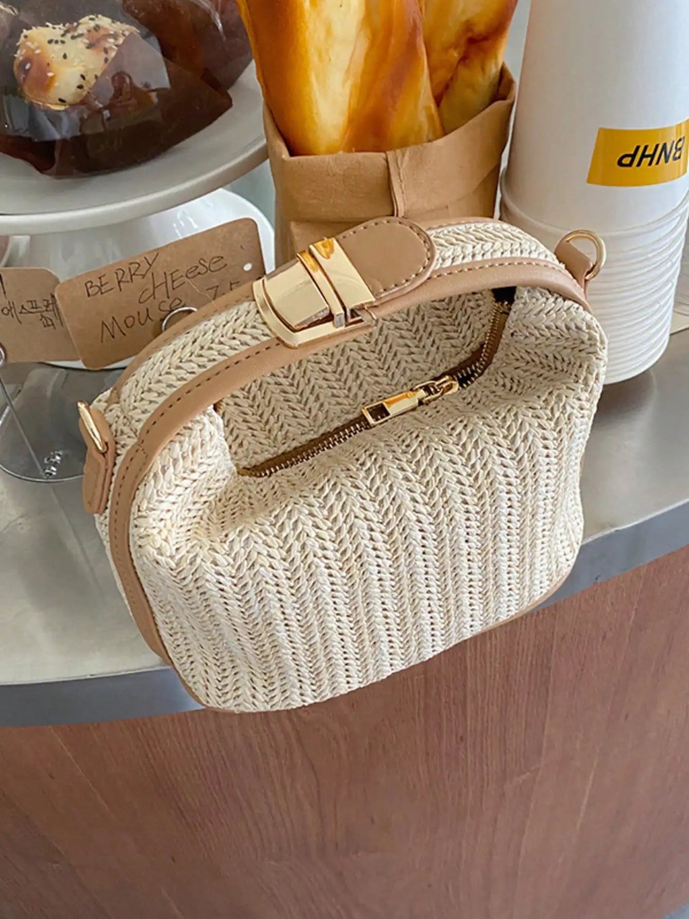 Minimalist Straw Bag For Women Shoulder Crossbody Beach Tote