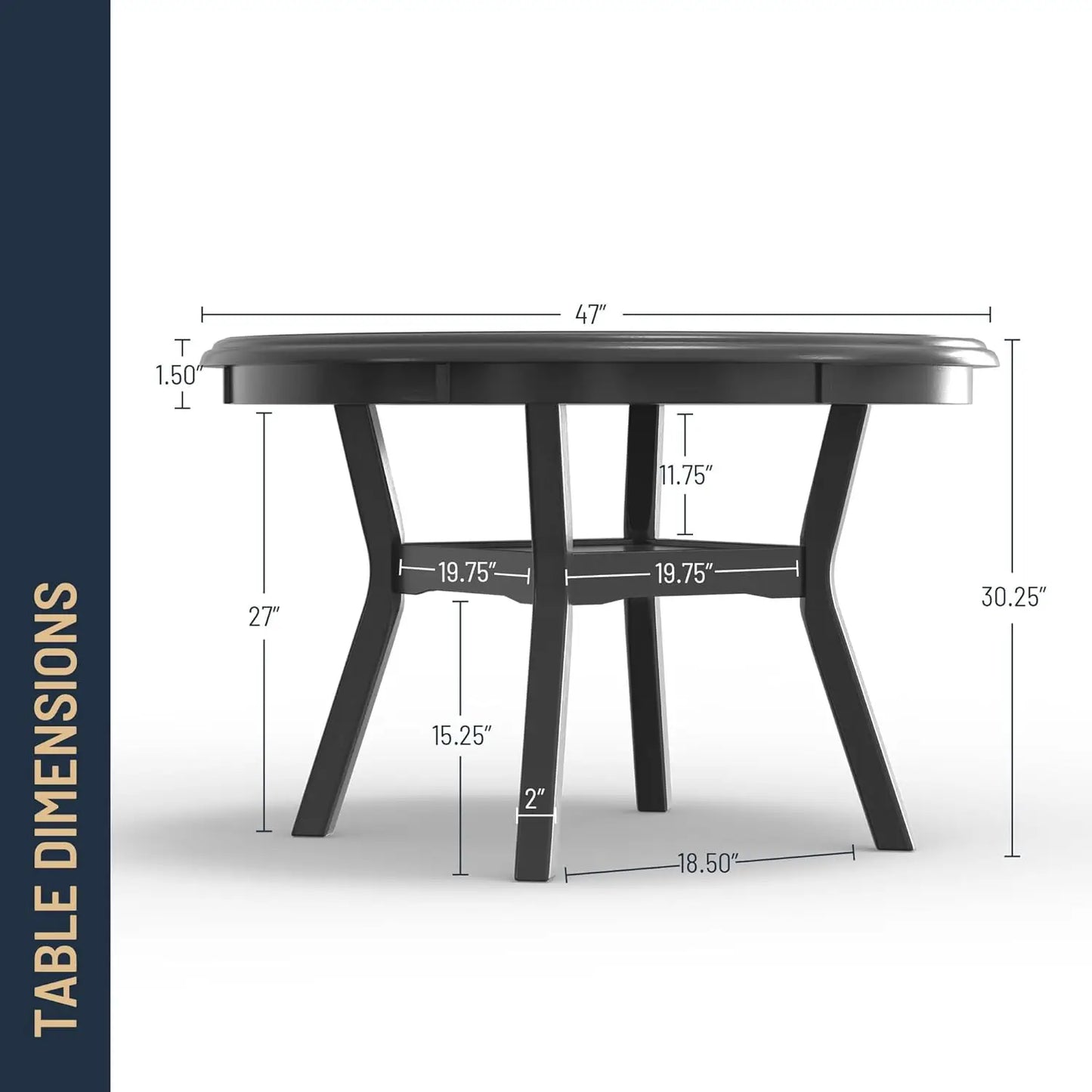 5-Piece Round Dining Set with Table and 4 Chairs, 47-Inch Gray Classic Furniture