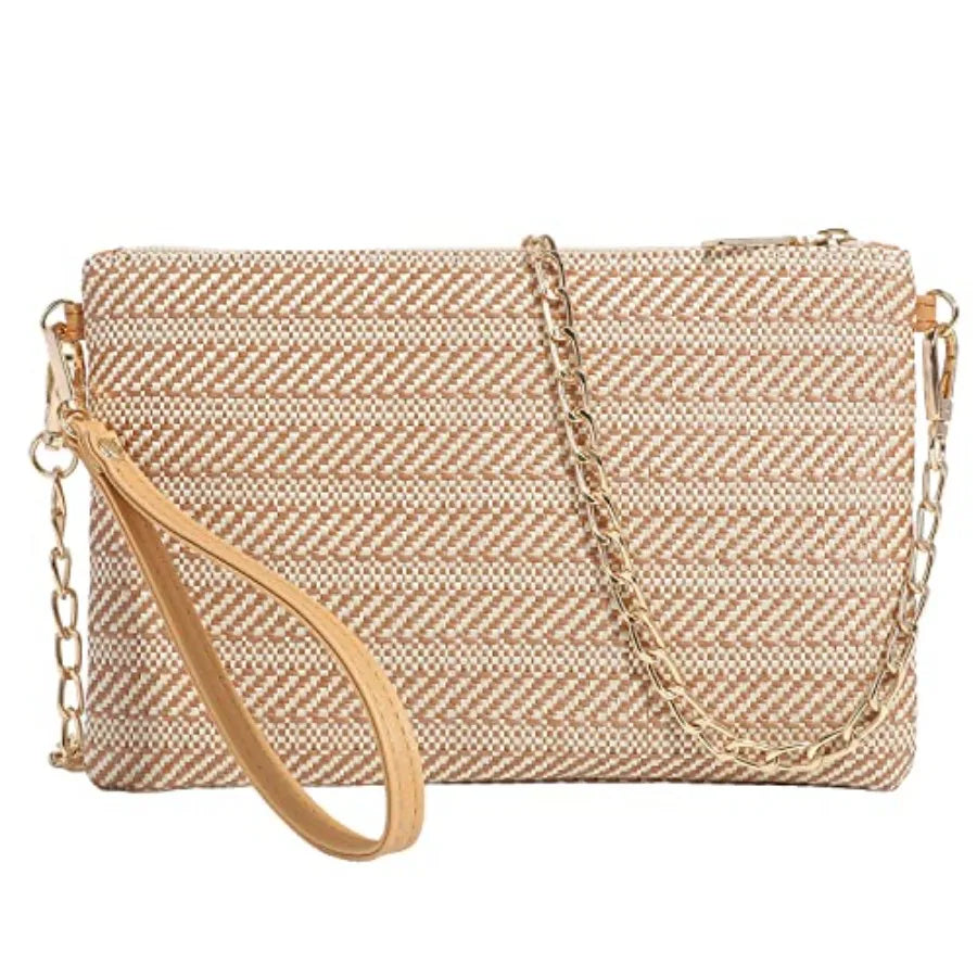 Beurlike Straw Clutch Purses for Women Beach Wristlet Wallet Small Cross body bag for Girls