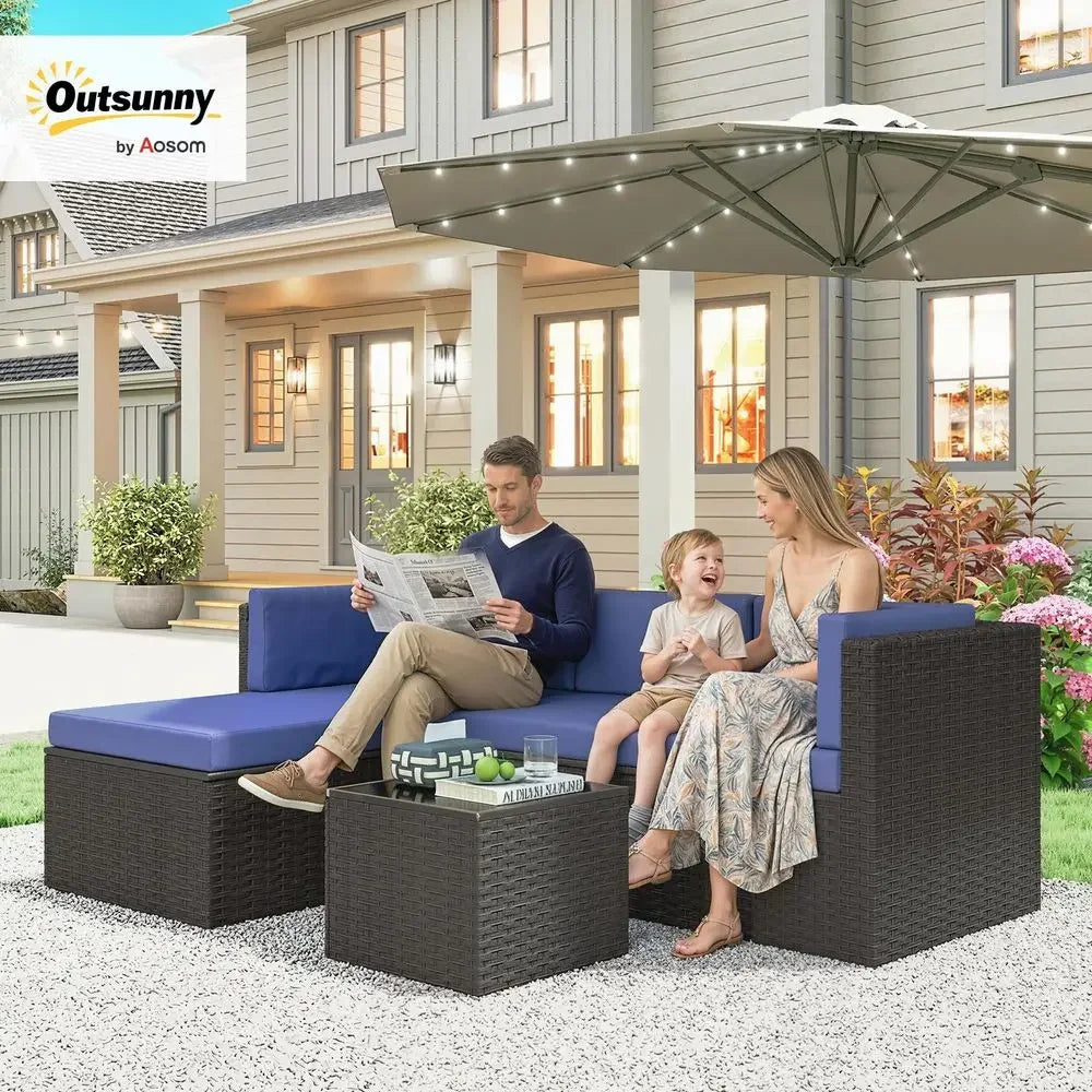 XMSJ 3 Piece Wicker Patio Furniture Set With Glass Top