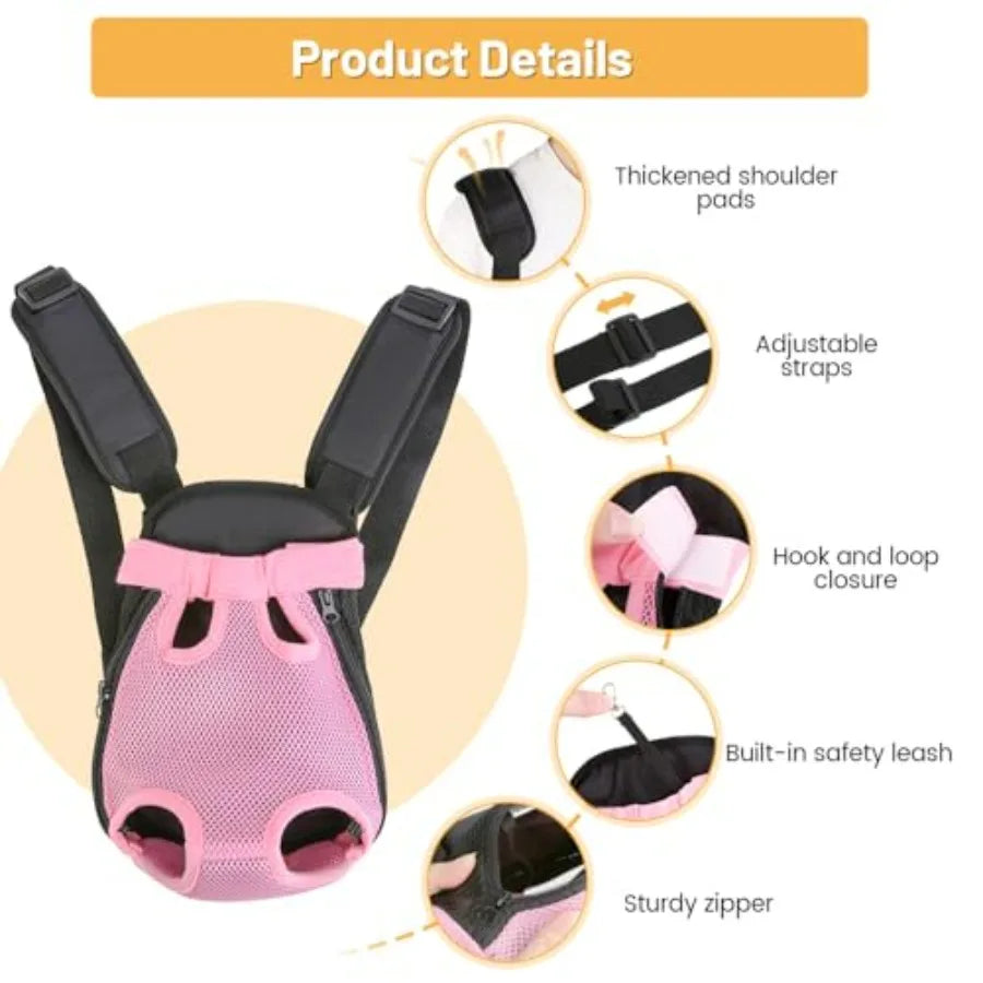 Dog Backpack Carrier/Cat Carrier, Adjutabe Pet Front Carrier Trave Bag for Puppy ediu Dog, eg Out, oft Ventiated Doggie Chet Ca