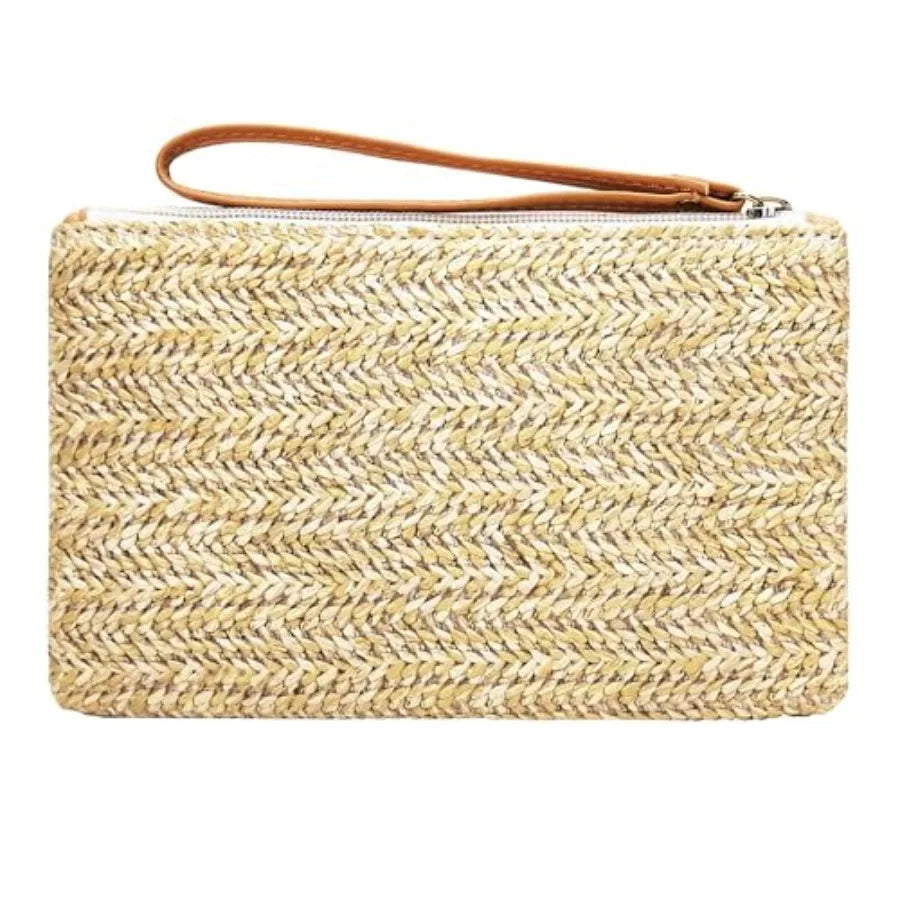 Beurlike Straw Clutch Purses for Women Beach Wristlet Wallet Small Cross body bag for Girls