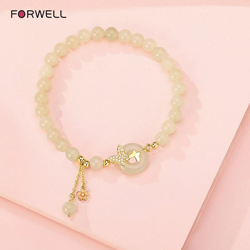 FORWELL Natural Hetian Jade Bracelet Women's Jadeite Green Real Fashion Accessory Gift Bead Dropshipping Jewelry