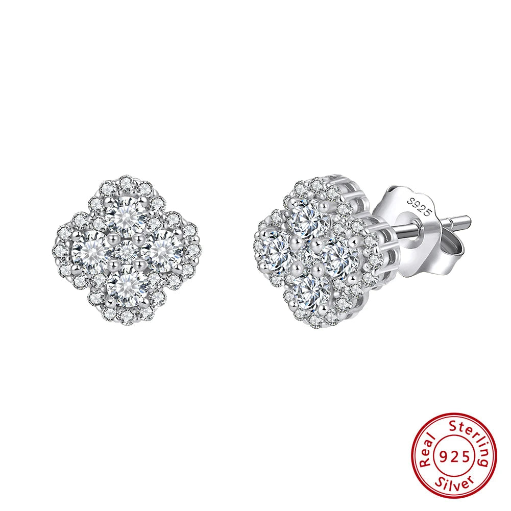 ORSA JEWELS Exquisite 925 Sterling Silver Four-leaf Clover 8A Premium Zirconia Pendant Necklace for Women Wedding Jewelry LZN28