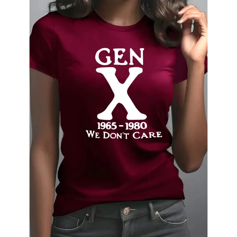 【New Arrival】Gen X 1965-1980 "We Don't Care" Retro Generation X Graphic T-Shirt Casual Tee