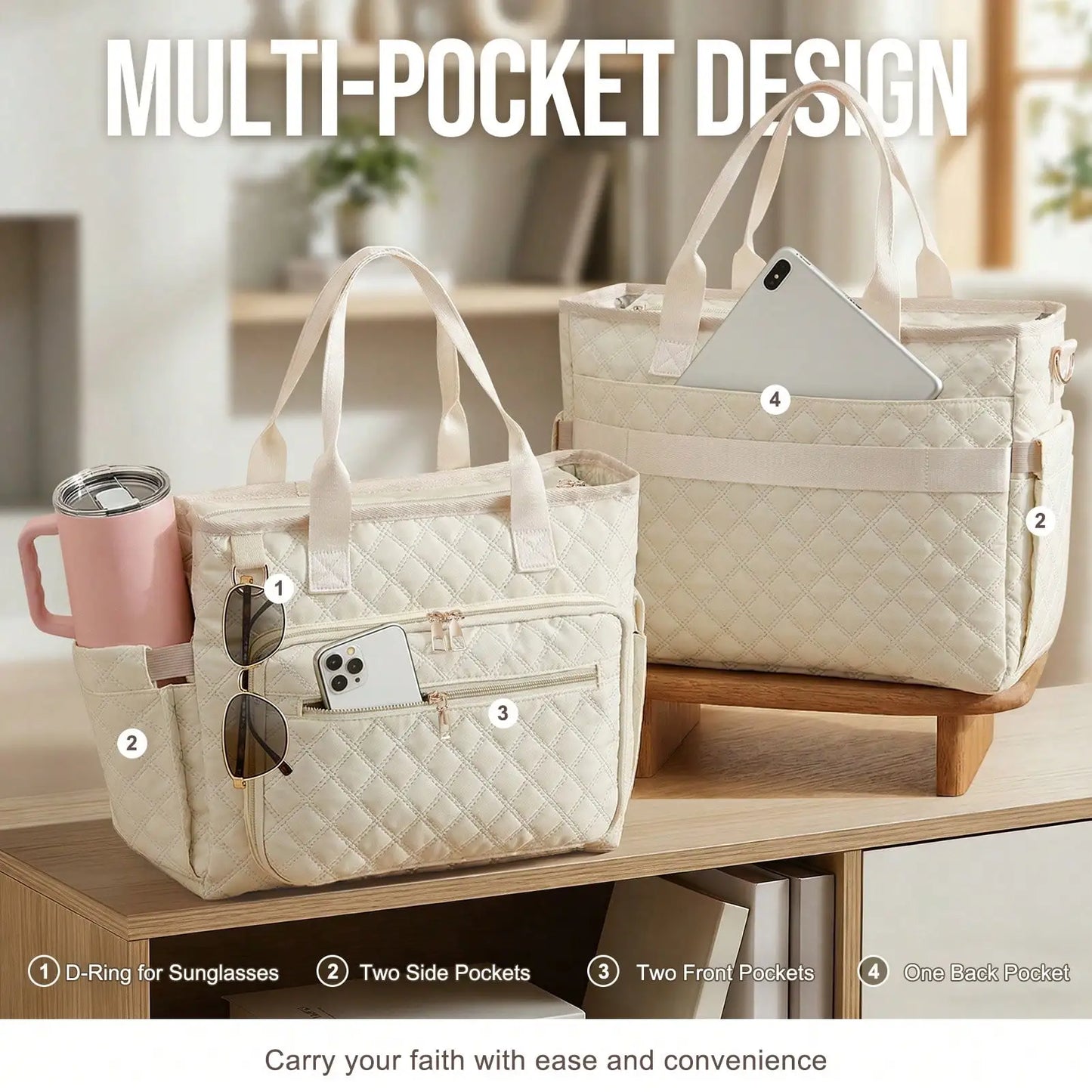 2pcs Teacher Tote Bag Bible Tote Bag With Bible Cover Case & Purse,Women Work Bag Laptop Tote Nurse Bag Professional Computer Me