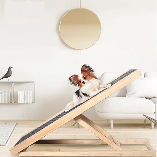 Wooden Dog Carpet Ladder 3/4 Levels Height Adjustable Pet Dog Climbing Ladder Non-Slip Versatile for Indoor High Bed Couch