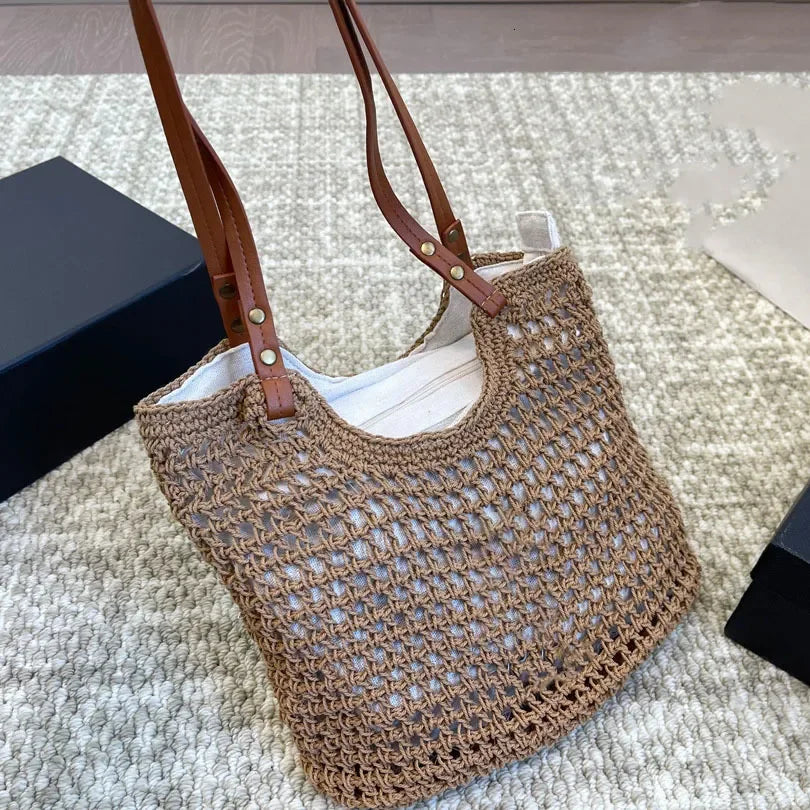 Icare Maxi Tote Evening Designer Women Luxury Handbag Raffias Hand-Embroidered Straw High Quality Beach Large Capacity Totes Sho