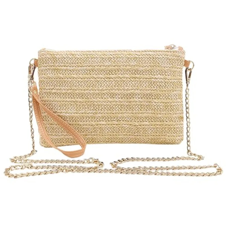 Beurlike Straw Clutch Purses for Women Beach Wristlet Wallet Small Cross body bag for Girls