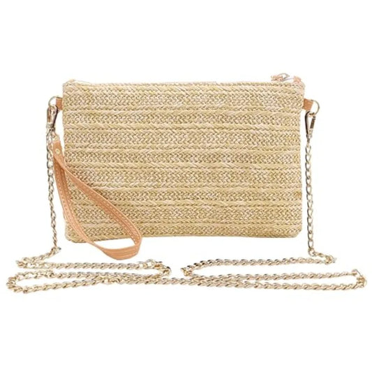 Beurlike Straw Clutch Purses for Women Beach Wristlet Wallet Small Cross body bag for Girls