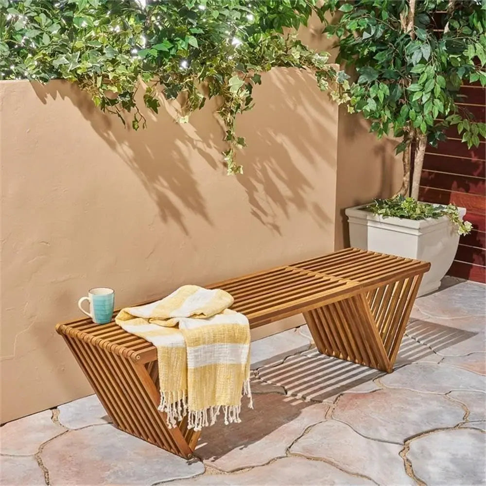 Esme Acacia Wood Patio Bench with Teak Finish by Christopher Knight Home