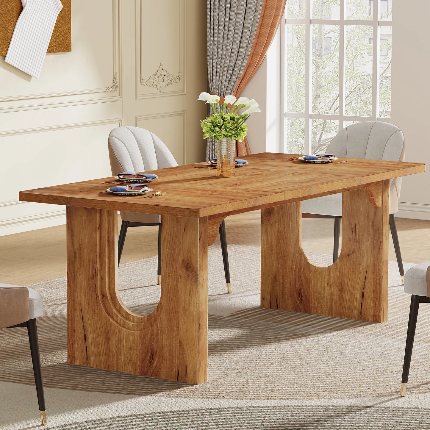 Tribesigns Modern Dining Table Durable For 6 To 8 People