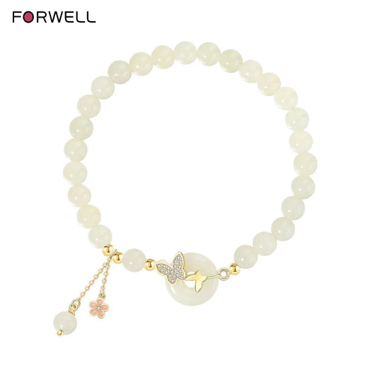 FORWELL Natural Hetian Jade Bracelet Women's Jadeite Green Real Fashion Accessory Gift Bead Dropshipping Jewelry