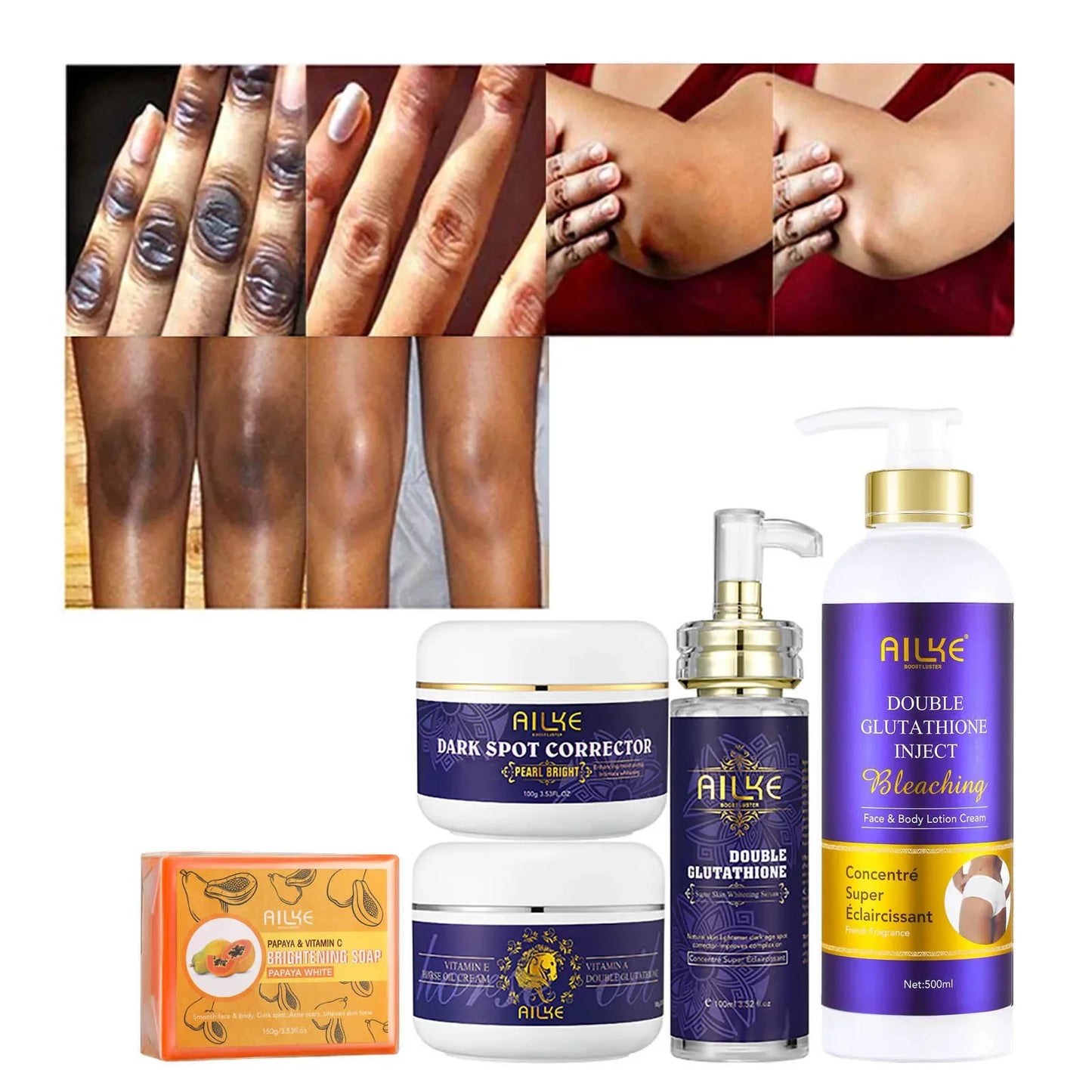 AILKE Glutathione 5in1 Skin Care Kit With Serum And Lotion