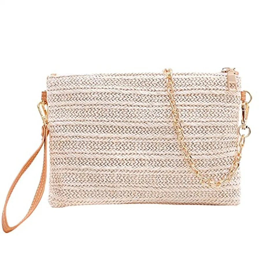 Beurlike Straw Clutch Purses for Women Beach Wristlet Wallet Small Cross body bag for Girls
