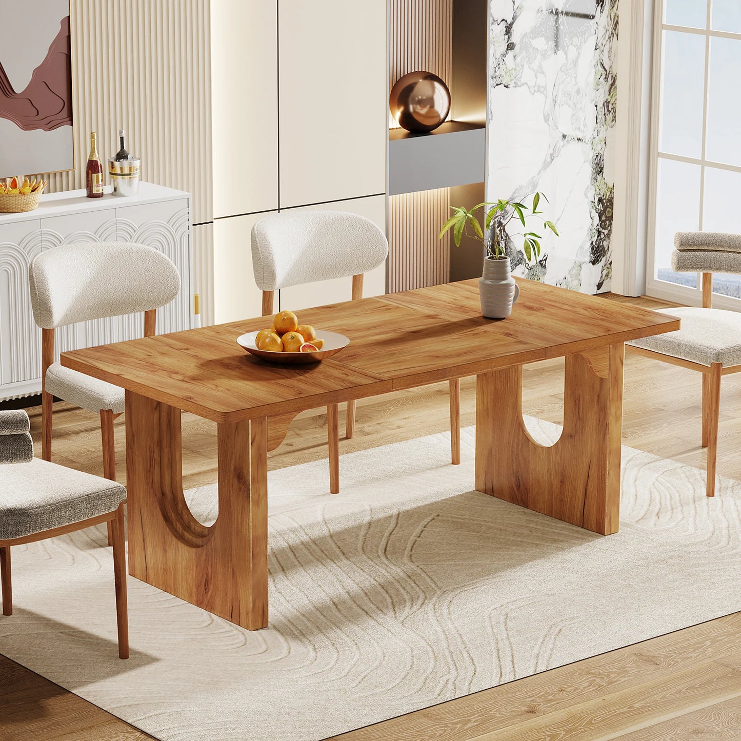 Tribesigns Modern Dining Table Durable For 6 To 8 People