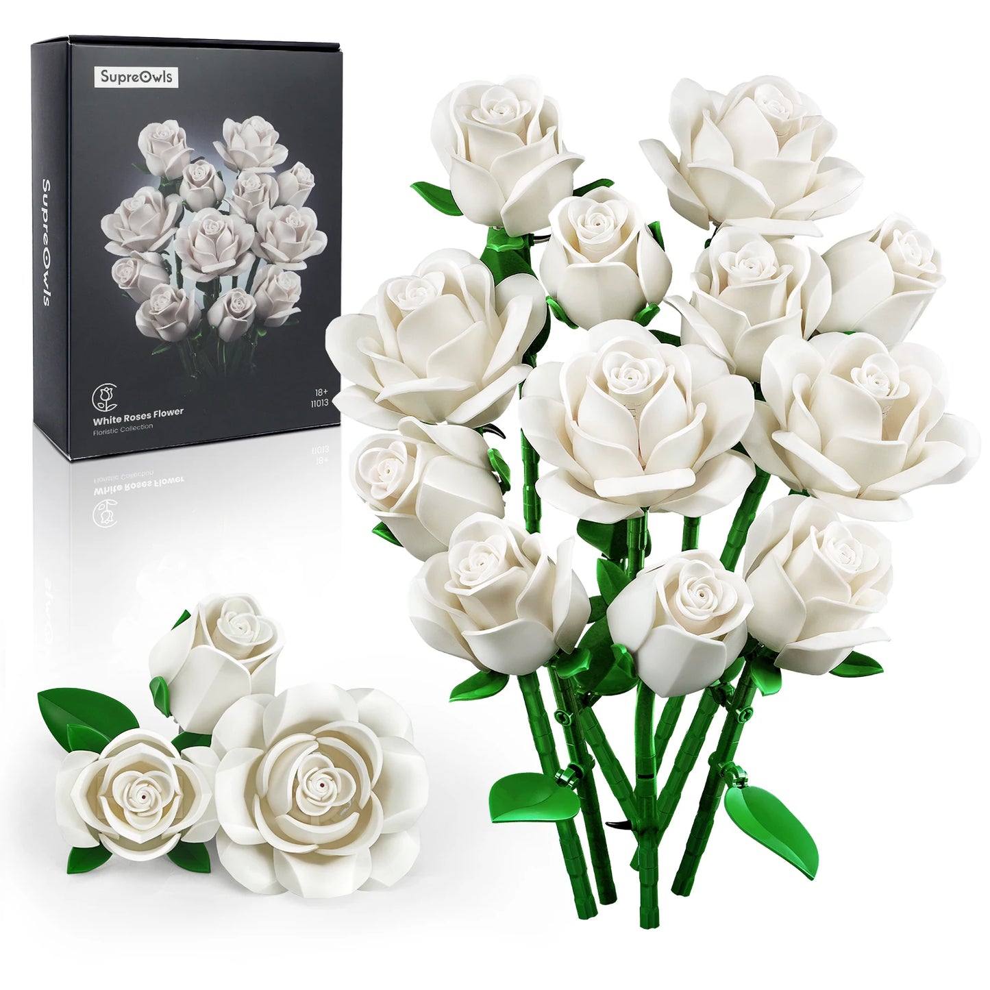 Roses Bouquet Building Blocks Set Artificial Flowers Home Decor Wedding Floral Bricks Toys Christmas Valentines Gift for Adults