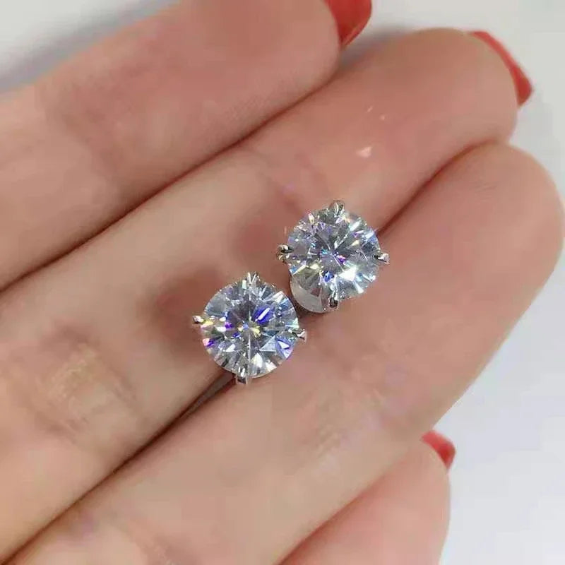 0.5-1 Carat D Color Moissanite Ear Stud Earrings for Women Girls 925 Sterling Silver Sparkling Piercing Earring Fine Jewelry